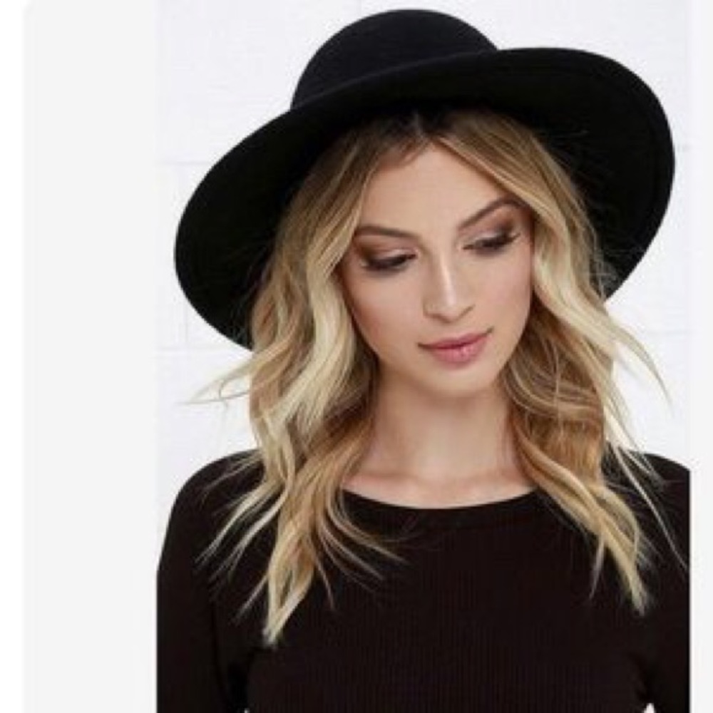 H&M felted 100 % black wool hat fedora